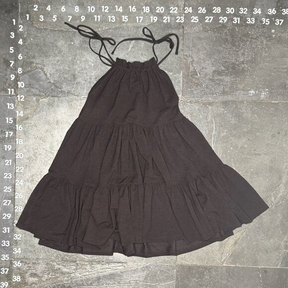 H&M Dresses & Skirts - H&M Black Crinkled Tiered Halter Neck Mini Dress